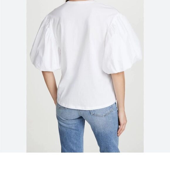 A.L.C. Cassandra Puff Ballon Short Sleeve Cotton White Relaxed Top M - Picture 4 of 16